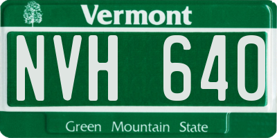 VT license plate NVH640