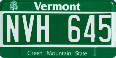 VT license plate NVH645