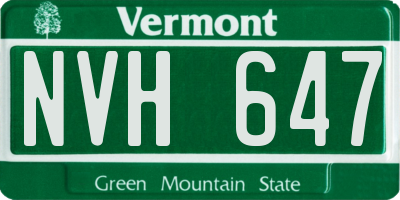 VT license plate NVH647