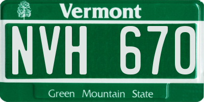 VT license plate NVH670