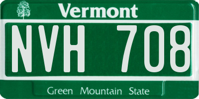 VT license plate NVH708