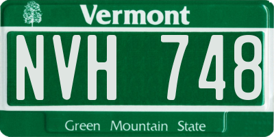 VT license plate NVH748
