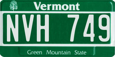 VT license plate NVH749