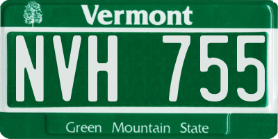 VT license plate NVH755