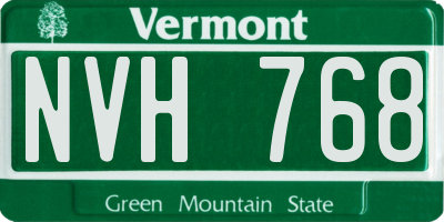 VT license plate NVH768