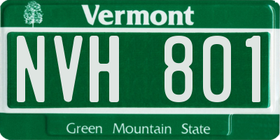 VT license plate NVH801
