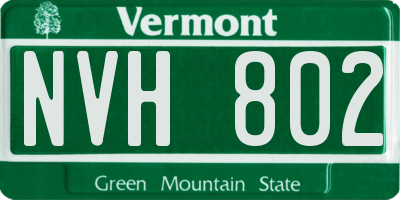 VT license plate NVH802