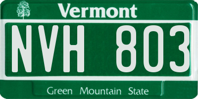 VT license plate NVH803