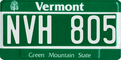VT license plate NVH805