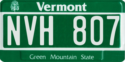 VT license plate NVH807