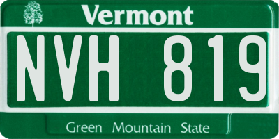VT license plate NVH819