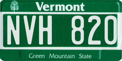 VT license plate NVH820