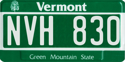 VT license plate NVH830