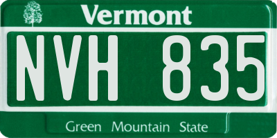 VT license plate NVH835