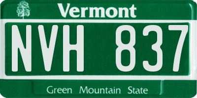 VT license plate NVH837