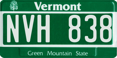 VT license plate NVH838