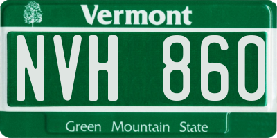 VT license plate NVH860