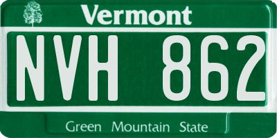 VT license plate NVH862