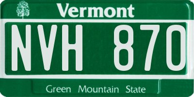 VT license plate NVH870