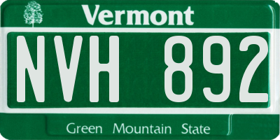VT license plate NVH892