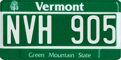 VT license plate NVH905