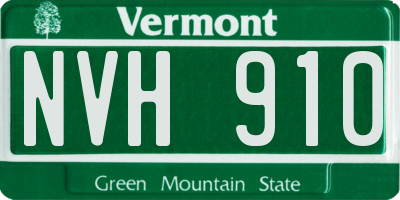 VT license plate NVH910