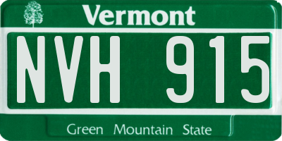 VT license plate NVH915