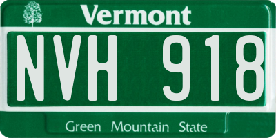 VT license plate NVH918