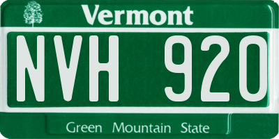 VT license plate NVH920