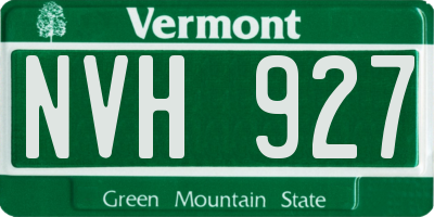 VT license plate NVH927