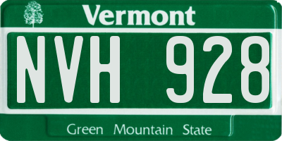 VT license plate NVH928
