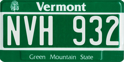 VT license plate NVH932