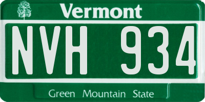 VT license plate NVH934