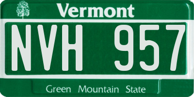 VT license plate NVH957