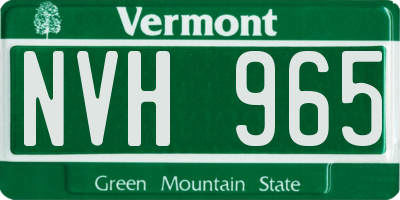 VT license plate NVH965