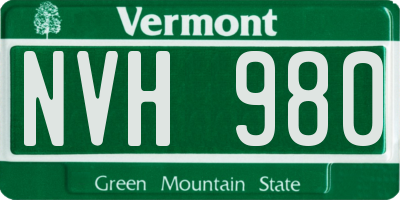 VT license plate NVH980