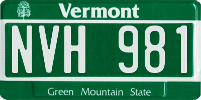 VT license plate NVH981