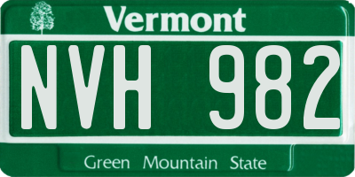 VT license plate NVH982