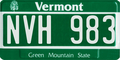 VT license plate NVH983