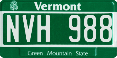 VT license plate NVH988