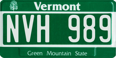 VT license plate NVH989