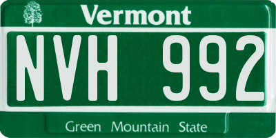 VT license plate NVH992
