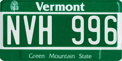 VT license plate NVH996