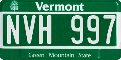 VT license plate NVH997