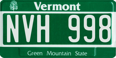 VT license plate NVH998