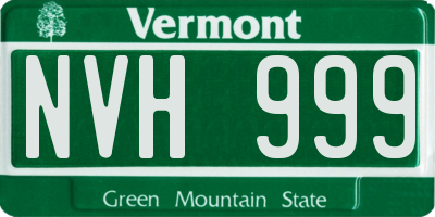 VT license plate NVH999