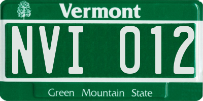 VT license plate NVI012