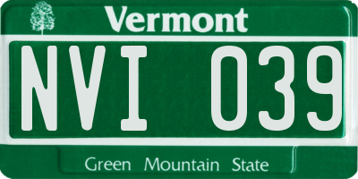 VT license plate NVI039