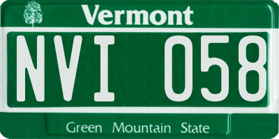 VT license plate NVI058