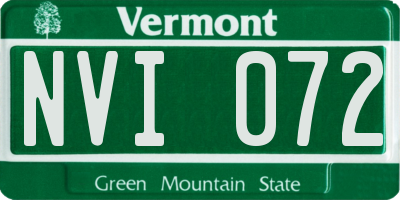 VT license plate NVI072